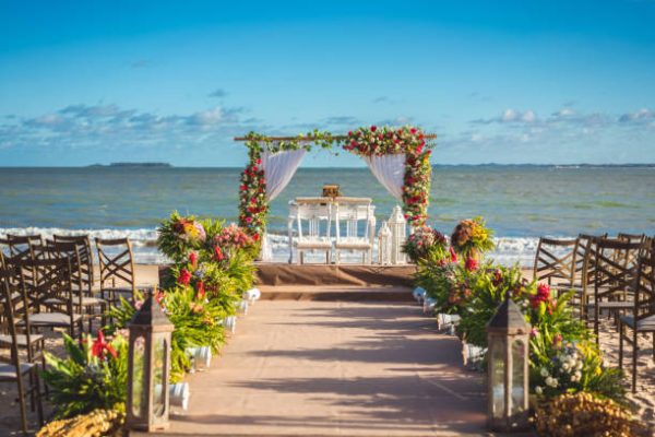 Wedding deco setting at the beach